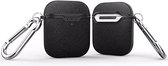 Let op type!! Litchi textuur TPU koptelefoon draadloze editie schokbestendige beschermende case voor Apple AirPods 1/2 (zwart)