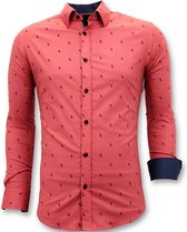 Exclusieve Italiaanse Heren Blouse - Slim Fit - 3046 - Rood