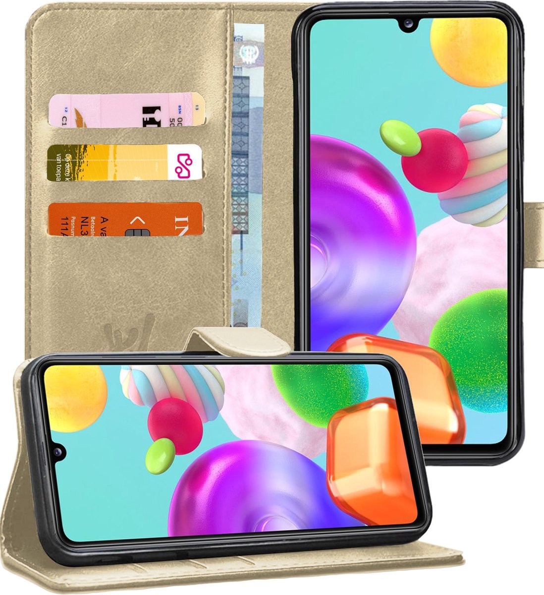 Hoesje geschikt voor Samsung A41 - Book Case Kunstleer Wallet Goud