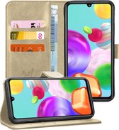 Samsung A41 Hoesje - Samsung Galaxy A41 Hoesje - Book Case Leer Wallet Goud