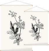 Moerasspirea zwart-wit (Meadow Sweet) - Foto op Textielposter - 60 x 90 cm