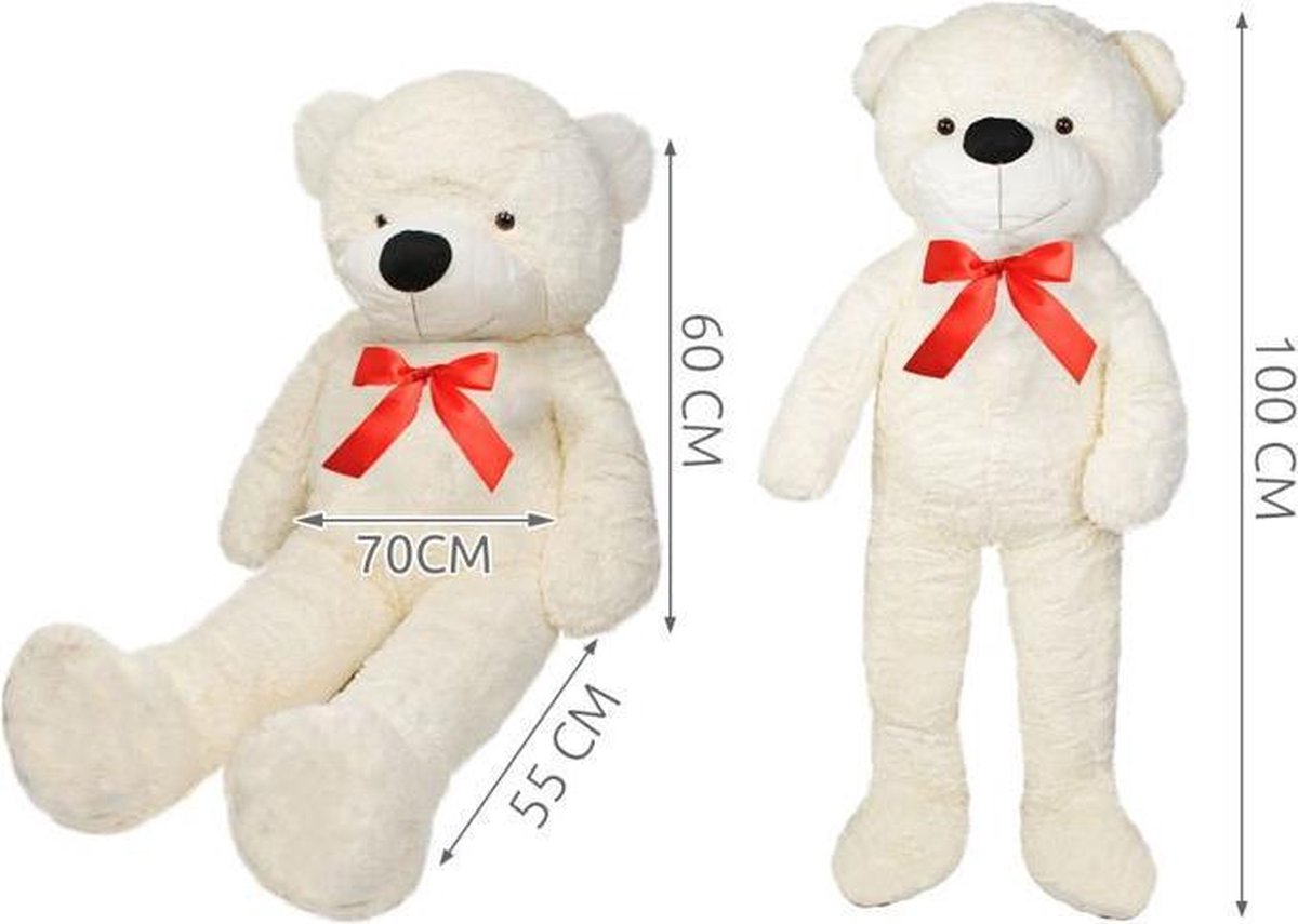 BRUBAKER XXL Teddybeer 100 cm Bruin met een Je T'aime Hartje Knuffel Pluche Knuffeldier