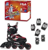 Fila Inlineskates - Maat 36-40 - Unisex - Zwart/ rood/ wit met beschermingsset