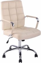 Bureaustoel - Bureaustoel voor volwassenen - Design - In hoogte verstelbaar - Kunstleer - Crème - 59x49x91 cm