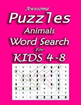 Awesome Puzzles Animals Word Search For Kids 4-8
