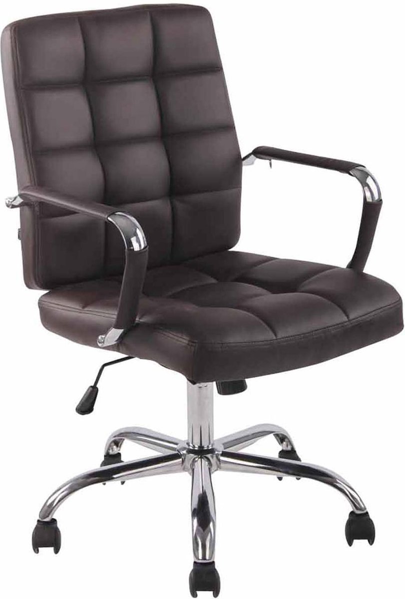 Bureaustoel - Bureaustoel voor volwassenen - Design - In hoogte verstelbaar - Kunstleer - Bruin - 59x49x91 cm