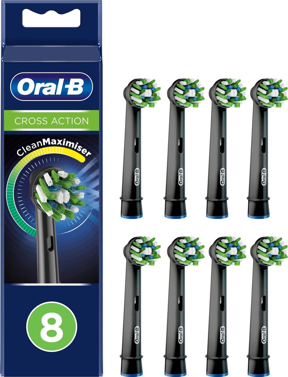 Oral-B CrossAction - Met CleanMaximiser-technologie - Opzetborstels - Zwart - 8 Stuks - Oral B