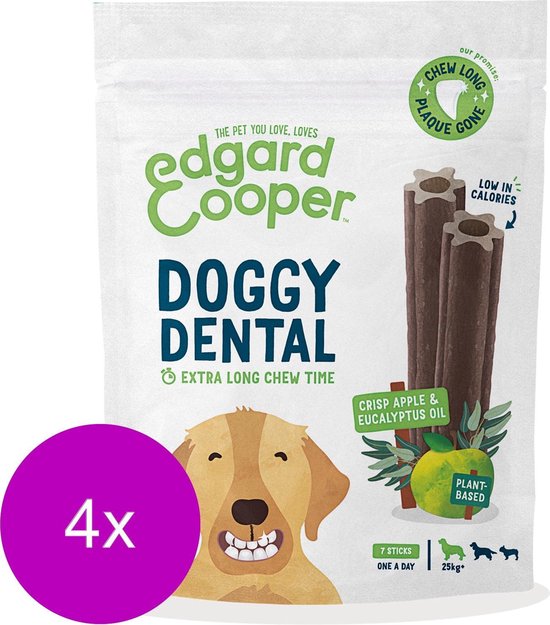 Edgard&Cooper Doggy Dental Appel - Hondensnacks - 4 x L