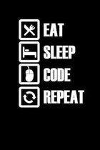 Eat Sleep Code Repeat: f�r Programmierer Software Coding Planer Coder Journal 6x9 kariert squared
