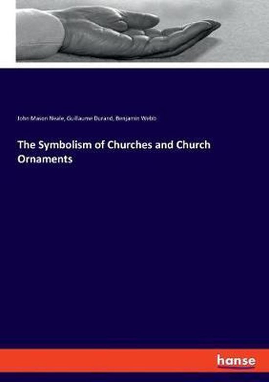 Donkerblauw boek met de titel The Symbolism of Churches and Church Ornaments, met een oranje balk aan de onderzijde.