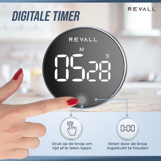 REVALL Digitale Kookwekker - Kookwekker - Magnetisch - REVALL