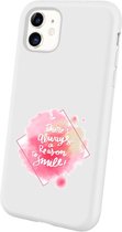 Apple Iphone 11 siliconen positieve motivatie quotes hoesje - Wit - There is always a reason to smile