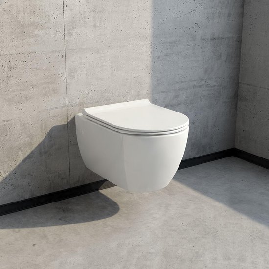 CITY Hangend Toilet Verkort Rimfree Diepspoel Keramiek met bidet system met  WC bril | bol.com