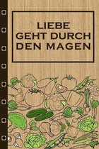 Liebe geht durch den Magen: Rezepte-Buch Kochbuch liniert DinA 5, um eigene Rezepte und Lieblings-Gerichte zu notieren für Köchinnen und Köche