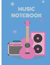 Music notebook: Manuscript Staff Paper 8.5 x 11 Wide Staff 100 Sheets for kids boys girls students teachers