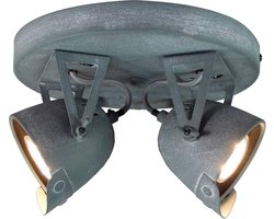 BRILLIANT lamp Ka Spotrondell 2flg grijs beton | 2x PAR51, GU10, 5W, geschikt voor reflectorlampen (niet inbegrepen) | Schaal A ++ tot E | Hoofden draaien
