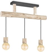 Home Sweet Home - Landelijke Hanglamp Billy - geschikt voor E27 LED lichtbron - 3 lichts hanglamp gemaakt van Hout - 60/18/127cm - Pendellamp geschikt voor woonkamer, slaapkamer en keuken