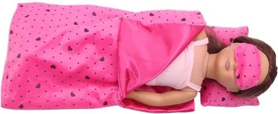 Poppen accessories - Slaapzak met kussentje en masker - Geschikt voor Baby  Born - Roze... | bol.com