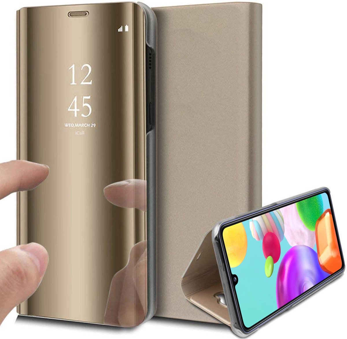 Hoesje geschikt voor Samsung Galaxy A41 - Book Case Spiegel Goud