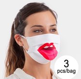 Hygiënisch en herbruikbaar gezichtsmasker gemaakt van stof Tongue Luanvi Maat M Pakket van 3 stuks