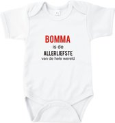 Rompertjes baby met tekst - Bomma is de allerliefste van de hele wereld - Romper wit - Maat 74/80