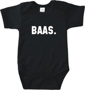 Rompertjes baby met tekst - Baas - Romper zwart - Maat 50/56