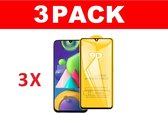 3x Samsung Galaxy M21 glas screenprotector tempered glass (Full Cover)