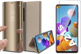 Samsung A21s Hoesje en Samsung A21s Screenprotector - Samsung Galaxy A21s Hoesje Spiegel Book Case + Screen Protector Glas - Goud