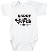 Rompertjes baby met tekst - Daddy is my superhero - Romper wit - Maat 62/68