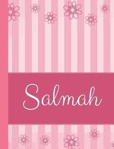 Salmah: Personalized Name College Ruled Notebook Pink Lines and Flowers