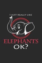 I just really like elephants: 6x9 Elephants - grid - squared paper - notebook - notes