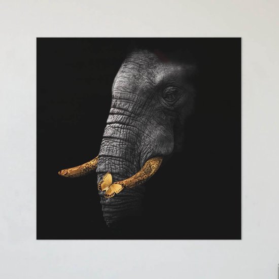 Canvas Schilderij Gouden Olifant  | 60 x 60 cm | PosterGuru