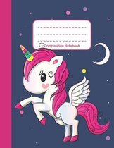 Composition Notebook: Cute Cartoon Unicorn Back To School Lined Ruled Composition Book Gift For Girls Elementary School Students Daily Creat