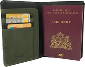 Su.B.dgn Paspoort Hoesje- RFID- Paspoort Cover- Kaarthouder - Luxe Leer - Zwart - Olijf