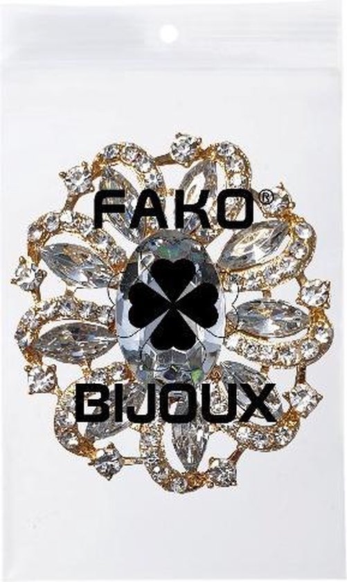 Fako Bijoux® - Broche - Bloem - Ovaal - XXL - 57x65mm - Goudkleurig - Fako Bijoux®