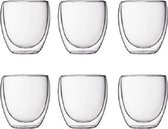 BYER Pavina Dubbelwandig Glas - Dubbelwandige Glazen Koffieglazen / Theeglazen - 250 ml - 6 stuks