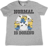 Minions Kinder Tshirt -Kids tm 6 jaar- Normal Life Is Boring Grijs