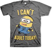 Minions Heren Tshirt -S- I Can't Adult Today Grijs