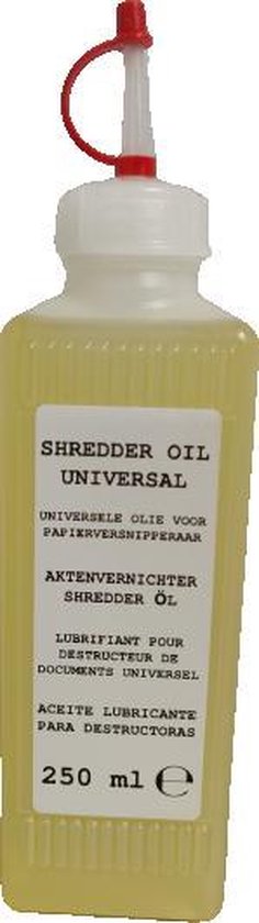 Papierversnipperaar olie 250ML - Papiervernietiger olie - Shredder oil - Universeel toepasbaar - Papiersnipperaar olie Smeerolie - Toepasbaar op alle merken versnipperaars