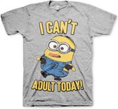 Minions Heren Tshirt -M- I Can't Adult Today Grijs