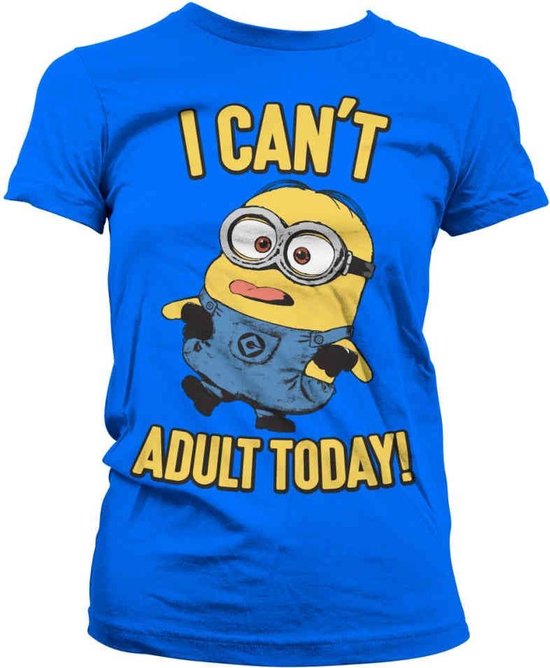 Minions Dames Tshirt -L- I Can't Adult Today Blauw