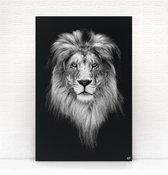 HIP ORGNL Schilderij Lion - Leeuw - 100x150cm - Wanddecoratie dieren - Zwart wit