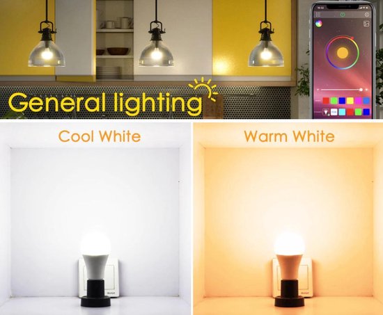 RGB Led lamp E27 bestuurbaar via telefoon met bluetooth en Warm licht | bol