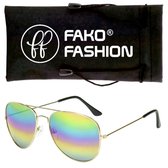 Fako Fashion® - Pilotenbril - Piloten Zonnebril - Goud - Regenboog