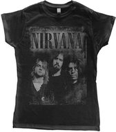 Nirvana Dames Tshirt -L- Faded Faces Zwart