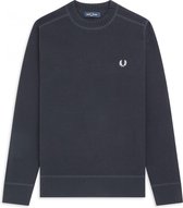 Fred Perry - Waffle Textured Crew Neck Jumper - Sweater Grijs - S - Grijs