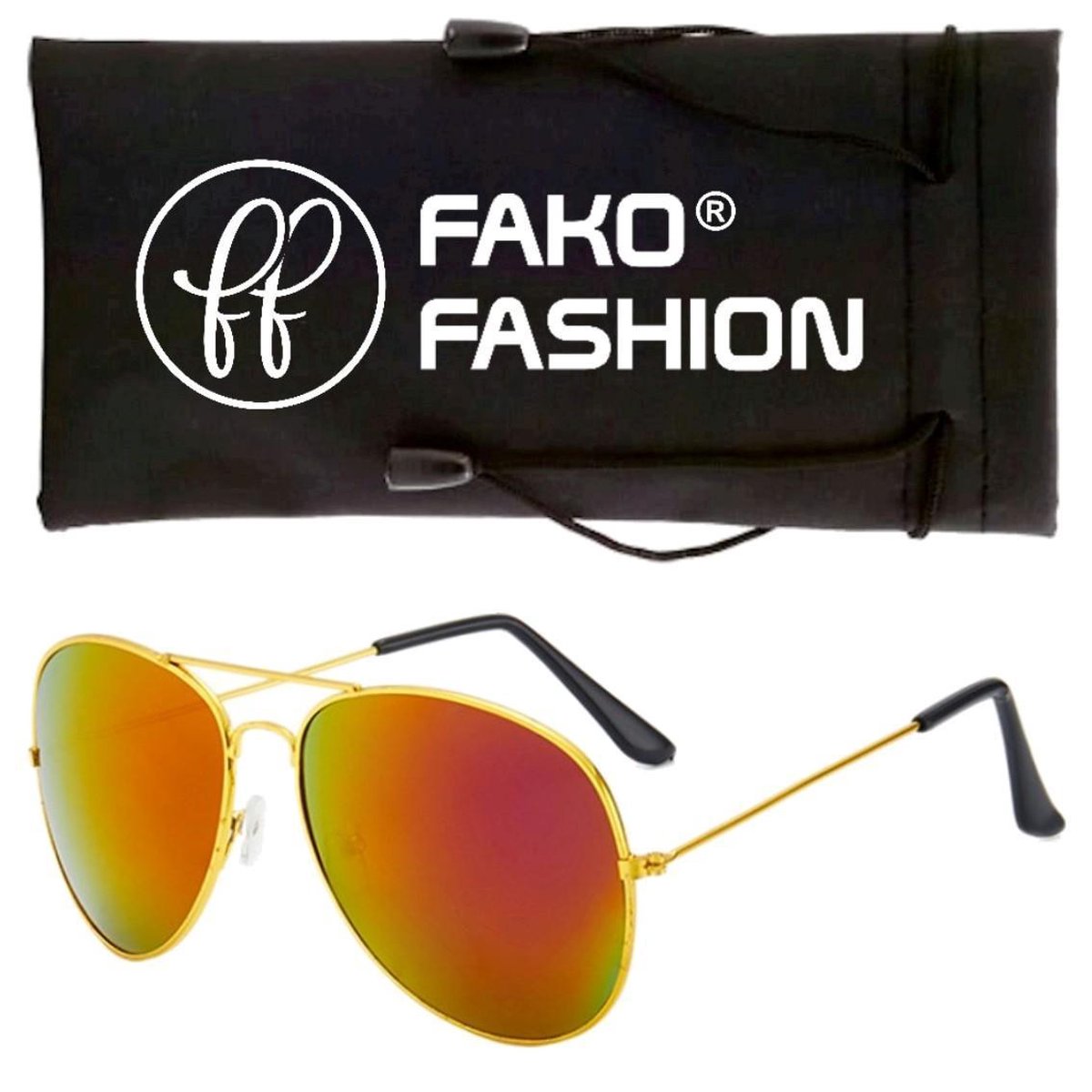 Fako Fashion® - Pilotenbril - Piloten Zonnebril - Goud - Rood