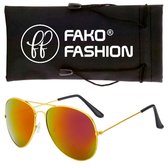 Fako Fashion® - Piloten Zonnebril - Pilotenbril - Piloot Zonnebril - Heren Zonnebril - Dames Zonnebril - Goud - Rood