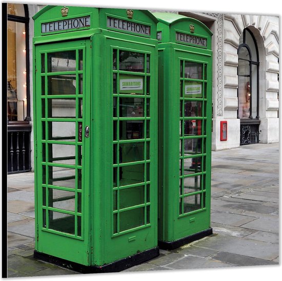 Dibond –Groene Telefooncellen– 50x50 Foto op Aluminium (Met ophang)