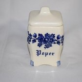 Kruidenpotje: Peper, oudhollands, ecru/blauw, 11 x Ø 7 cm